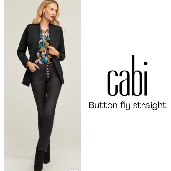 CAbi Button Fly Straight Jeans 4149  Carbon Grey Size 4 - Picture 3 of 16